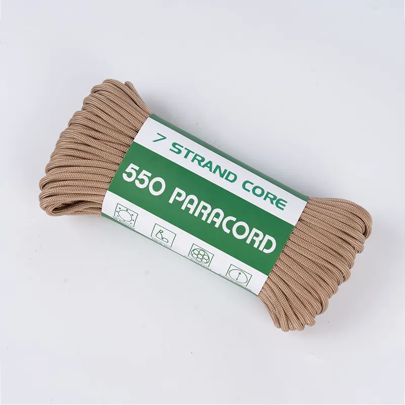7 szálas mag 4 mm tömör világosbarna 550 poliészter Paracord